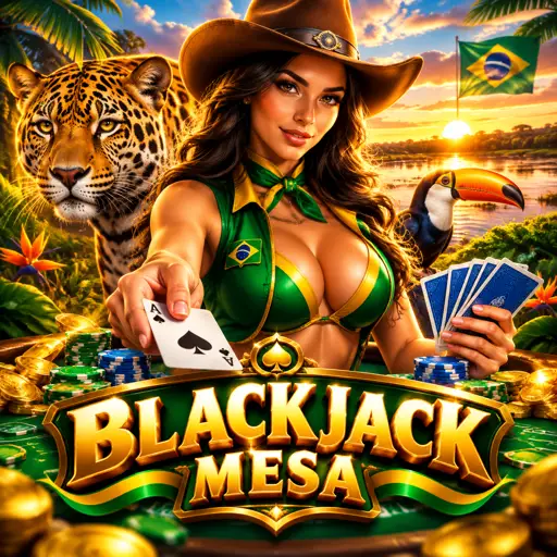Mesa de blackjack ao vivo com fichas e cartas